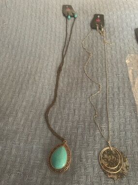 paparazzi Turquoise Teardrop Pendant Necklace with Bronze-Tone Setting